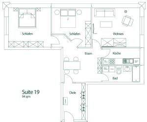 Půdorys ubytování Brauhaus Suite 19