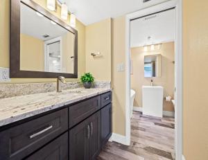 a bathroom with a sink and a mirror at Arie Dam 404 in St. Pete Beach