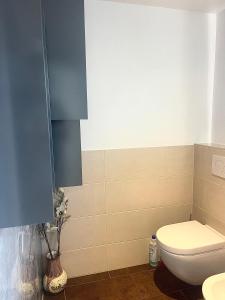 een badkamer met een toilet en een wastafel bij Ruhige Unterkunft in Fürth