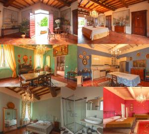 un collage de cuatro fotos de una casa en Villa Cairoli Gonzaga, en Gonzaga