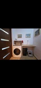 a small kitchen with an oven in a room at Ap Central Traian Moșoiu 2 Parcare proprie in Cluj-Napoca