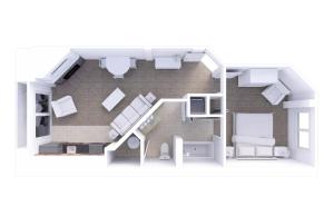 a rendering of a small floor plan at Holiday Inn Club Vacations Smoky Mountain Resort in Gatlinburg