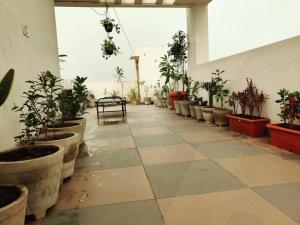 Premium Homestay Near Banke Bihari Ji with Power Backup - Free WiFi - Washing Machine etc的阳台或露台