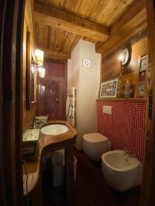 bagno con lavandino e servizi igienici di On the pistes of Sauze a Sauze d'Oulx