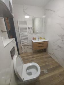a bathroom with a white toilet and a sink at SKYLUX apartments 7 in Jahorina