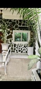 a room with potted plants and a window at Résidence ARCHANGE in Pointe-Noire