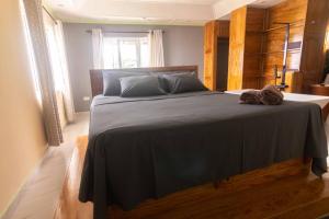 sypialnia z dużym łóżkiem w pokoju w obiekcie Azamat Self-Catering Apartment w Mahé