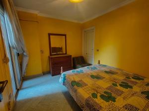 Schlafzimmer mit einem Bett, einer Kommode und einem Spiegel in der Unterkunft شقه مفروشه مميزه جدا لعائله بالدقي in Kairo