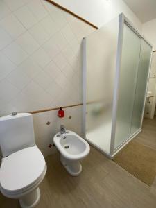 a bathroom with a toilet and a shower at La tenuta di Eva in Pisa