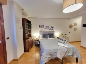 een slaapkamer met een bed en een tafel. bij Apartamento Plaza España Gran vía centro in Madrid