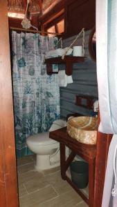een badkamer met een toilet en een wastafel bij Experiencia Casa Blanca in Dzilam de Bravo