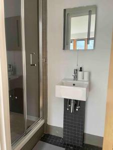 a bathroom with a sink and a shower at Shad Thames by condokeeper in London