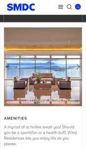 Captura de pantalla de un sitio web de una sala de estar con muebles en WIND RESIDENCES SMDC TOWER 2 en Tagaytay