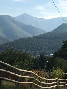 - une vue sur une vallée avec une clôture et des montagnes dans l'établissement Silver Valley Getaway, à Kellogg
