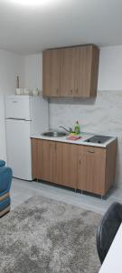 Kuchyň nebo kuchyňský kout v ubytování Fontana Apartman