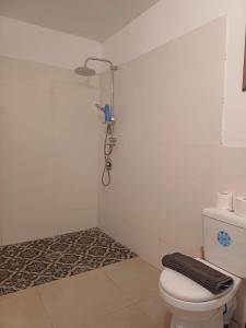 a bathroom with a toilet and a shower at סטודיו איתמר in Tel Aviv