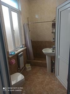 a bathroom with a shower and a toilet and a sink at Гостевой дом "Наталья" in K'obulet'i