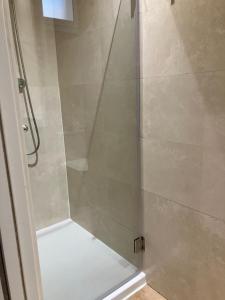 a shower with a glass door in a bathroom at APARTAMENTO CALLE CURIA 6 in Pamplona