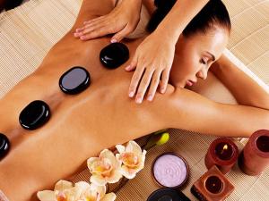 a woman getting a massage in a spa salon at BDC Le Boudoir de Cormelles in Cormelles