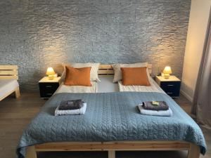 Postel nebo postele na pokoji v ubytování Ferienwohnung "Wohnung in Haus"