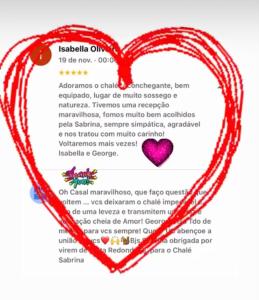 a heart with a picture of a poem at Chale Sabrina in Campos do Jordão