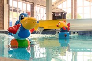 two rubber ducks in the water in a pool at Lyons Robin Hood Holiday Park - Private Caravans with PS5 and WiFi in Meliden