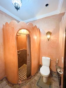 a bathroom with a toilet and a shower at Riad Elli Marrakech in Marrakesh