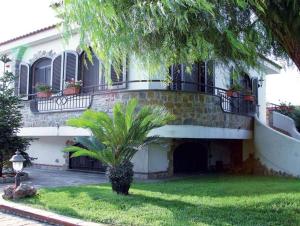 a house with a palm tree in front of it at B&B Villa Lura Pompei in Pompei