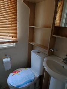 a small bathroom with a toilet and a sink at Swift johnson in Parkeston