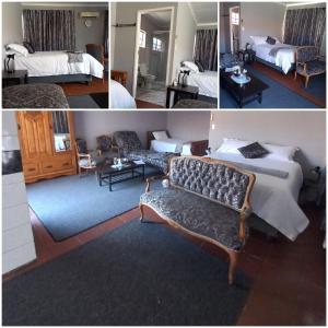 un collage de trois photos d'une chambre d'hôtel dans l'établissement Beit-El BnB, à Polokwane