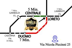 ミラノにあるHotel Aurelia Milano Centraleのロスアンジェルス・コヨテスの地図