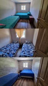 dos fotos de dos camas en una habitación en Cabaña en Ritoque, en Quintero