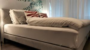 un sofá con almohadas en una habitación en King Bed 4 people near Basel, Switzerland, Weil am Rhein, Loerrach, Germ'any, Near Airport, en Saint-Louis
