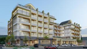 an architectural rendering of a building with cars parked outside at Platinum Hotel Jimbaran Beach Bali in Jimbaran