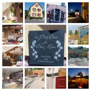 un collage de fotos de una casa y una señal en Le p'tit coin de chez nous, en Dambach-la-Ville