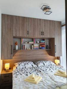 En eller flere senge i et værelse på Apartmán Moje Malé Lipno