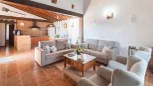 Sala de estar con sofás y mesa de centro en Cortijo La Envarra El Borge by Ruralidays, en Moclinejo