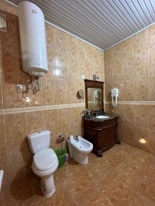 y baño con aseo y lavamanos. en Hello Dushanbe Guest House, en Dushanbe