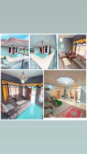 un collage di quattro foto di una piscina di Villa Sunda Ciwidey a Nempel