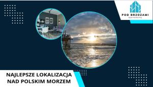 a collage of two pictures of a beach and the with a window at Pod Brzozami Apartamenty Gąski in Gąski
