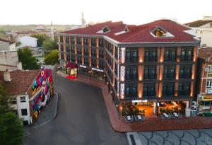 an overhead view of a building in a city at WestDoor Hotel in Edirne