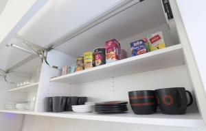 Příslušenství pro přípravu čaje a kávy v ubytování Studiový apartmán Tulum
