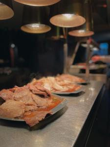 two plates of food on a counter in a kitchen at The Western in St Ives
