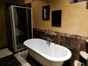 a bathroom with a bath tub and a shower at A Cherry Lane Self Catering and B&B in Bloemfontein