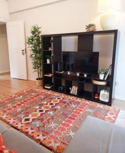 a living room with a television and a rug at JAM Retreat in Lisbon
