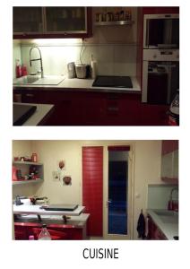 eine Küche mit einer Spüle und einer Arbeitsplatte in der Unterkunft Villa de 4 chambres avec piscine privee et wifi a Maule in Maule