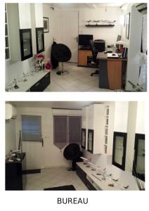 2 Bilder eines Büros mit einem Schreibtisch und einem Zimmer in der Unterkunft Villa de 4 chambres avec piscine privee et wifi a Maule in Maule
