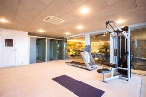 una sala fitness con palestra e tapis roulant di Villa Luxueuse, 2 piscines, spa et salle de sport, 5 chambres, 4 salles de bain a Palau-Saverdera