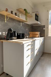 Кухня или мини-кухня в Le Yellow Vibe - Parking privé gratuit, proche Chantilly, Wifi haut débit, idéal télétravail
