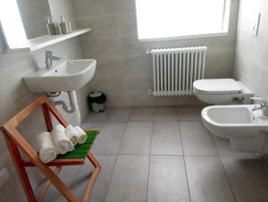 a bathroom with a sink and a toilet at Terra e Radici_ Betula 